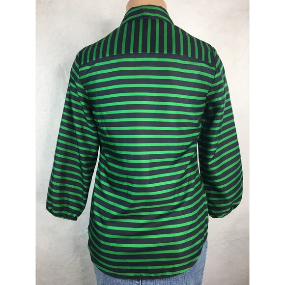 The‎ Limited Blouse Top Womens X-Small Button-Down Blue & Green Stripes - Picture 7 of 11